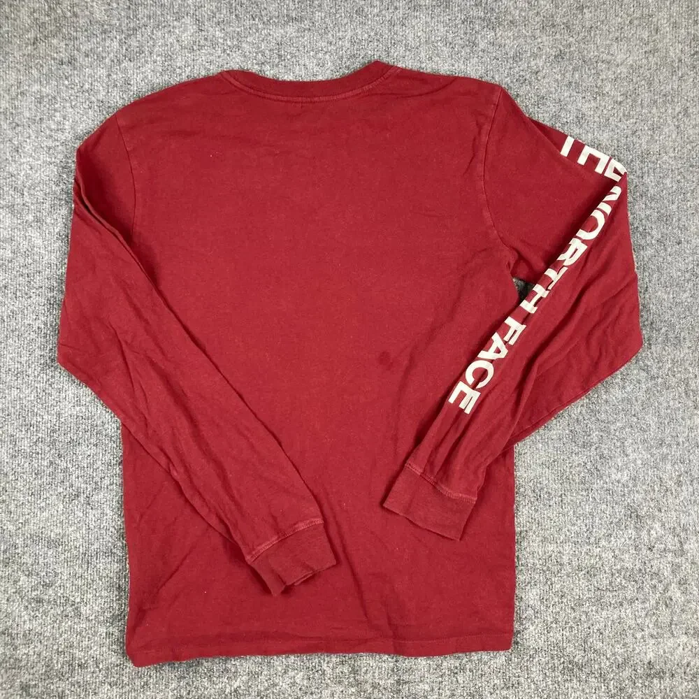 The North Face T‎ Shirt Mens S Red Long Sleeve Logo Graphic Casual